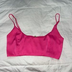 Oh Polly Satin Pink Crop Top